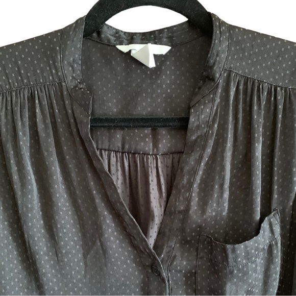 5 for $20 H&M SILKY BLACK POLKA DOT LONGSLEEVE TOP BLOUSE SHIRT 4 S/M - Picture 4 of 8